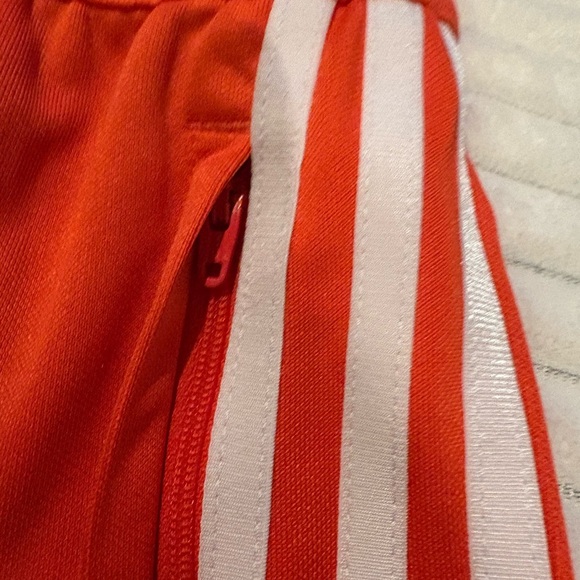 Adidas Mens Orange Joggers with White Stripes - Picture 4 of 6
